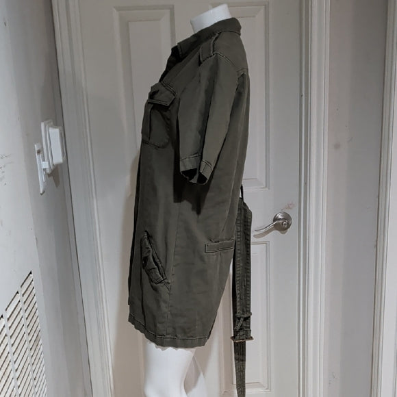 Women's Army Green Khaki Belted Utility Romper Size 10 Military