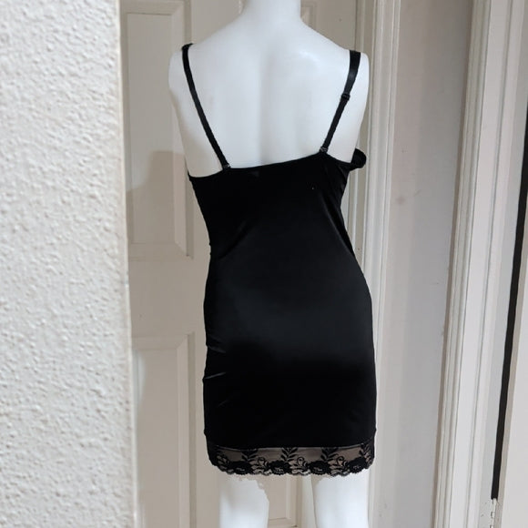Heavenly Shapewear Chic Black and Nude Lace Chemise Women's 1X