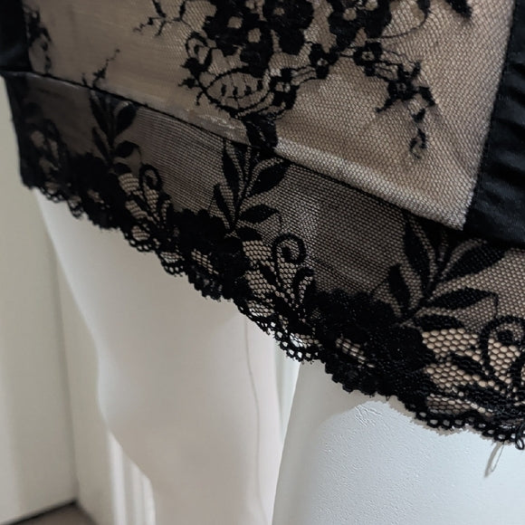 Heavenly Shapewear Chic Black and Nude Lace Chemise Women's 1X