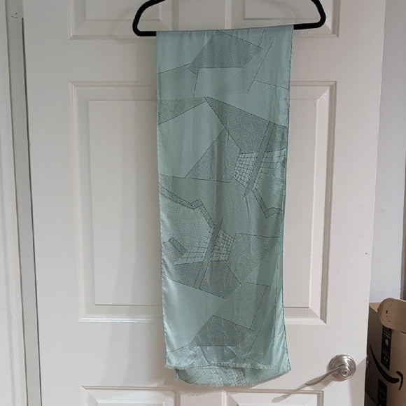 Memphis Milano Elegant Light Blue Geometric Italian Scarf 100% Silk