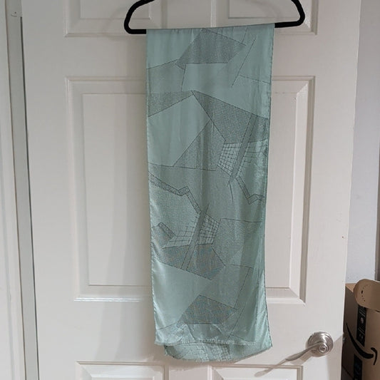 Memphis Milano Elegant Light Blue Geometric Italian Scarf 100% Silk