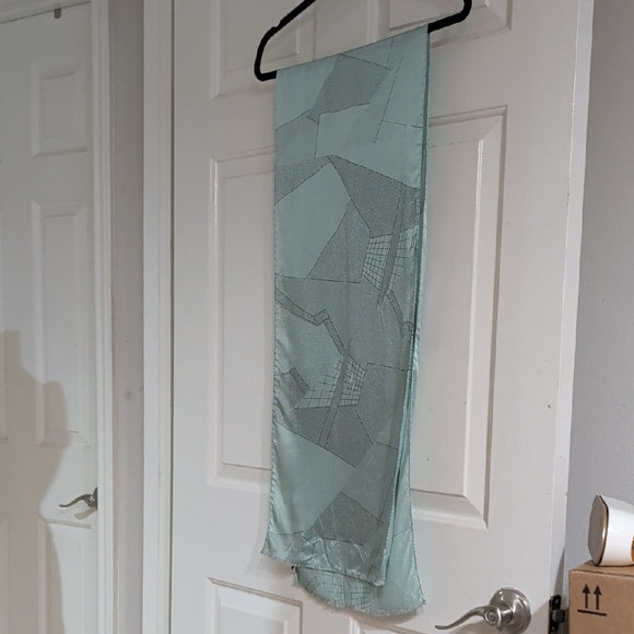 Memphis Milano Elegant Light Blue Geometric Italian Scarf 100% Silk