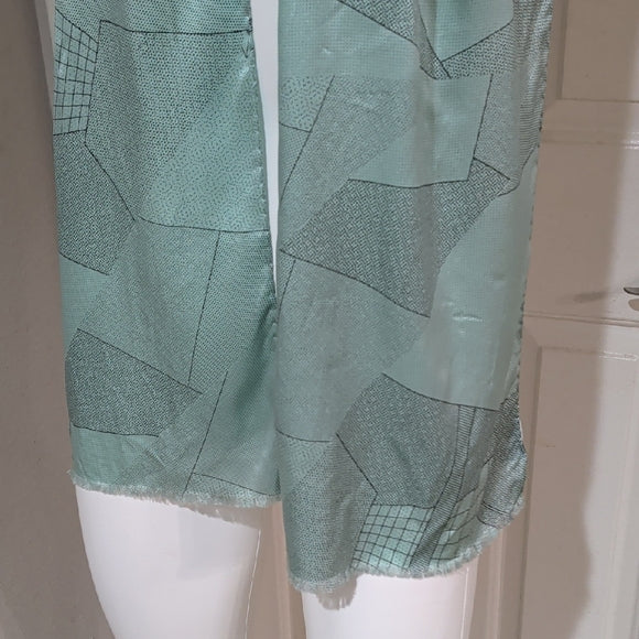 Memphis Milano Elegant Light Blue Geometric Italian Scarf 100% Silk