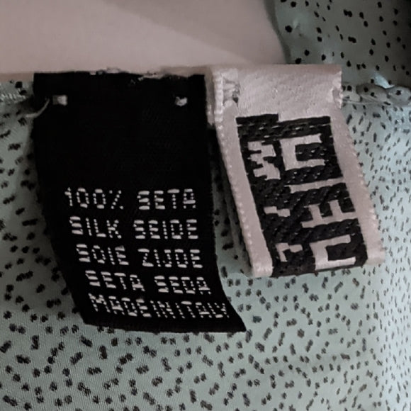 Memphis Milano Elegant Light Blue Geometric Italian Scarf 100% Silk