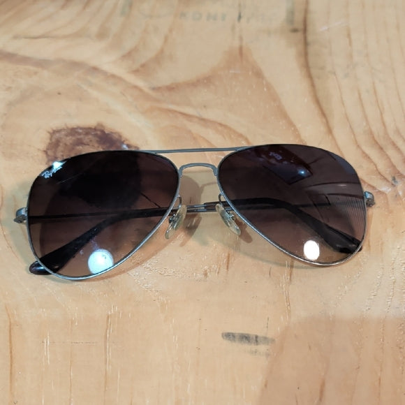 Vintage Ray-Ban Aviators with Black Lenses and Silver Frame