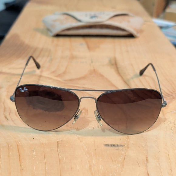 Vintage Ray-Ban Aviators with Black Lenses and Silver Frame