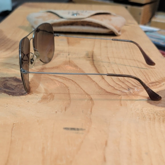 Vintage Ray-Ban Aviators with Black Lenses and Silver Frame