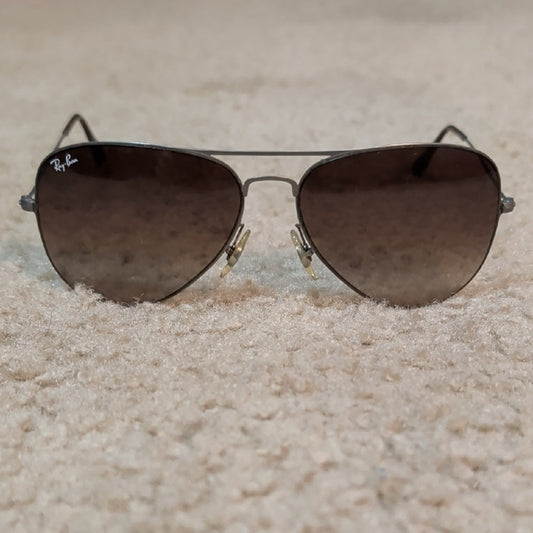 Vintage Ray-Ban Aviators with Black Lenses and Silver Frame