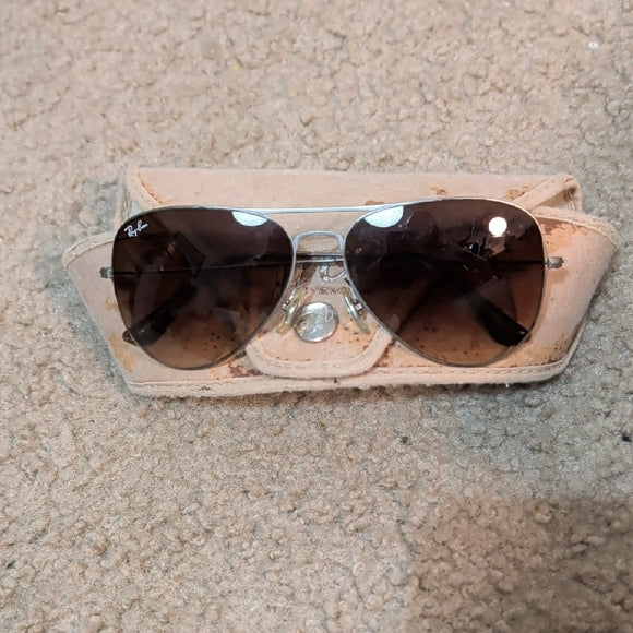 Vintage Ray-Ban Aviators with Black Lenses and Silver Frame