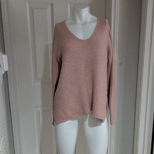 NWT Caslon Chic Pink Smoke V-Neck Sweater Women's Large