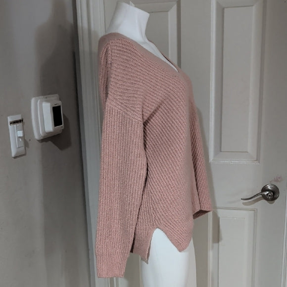 NWT Caslon Chic Pink Smoke V-Neck Sweater Women's Large