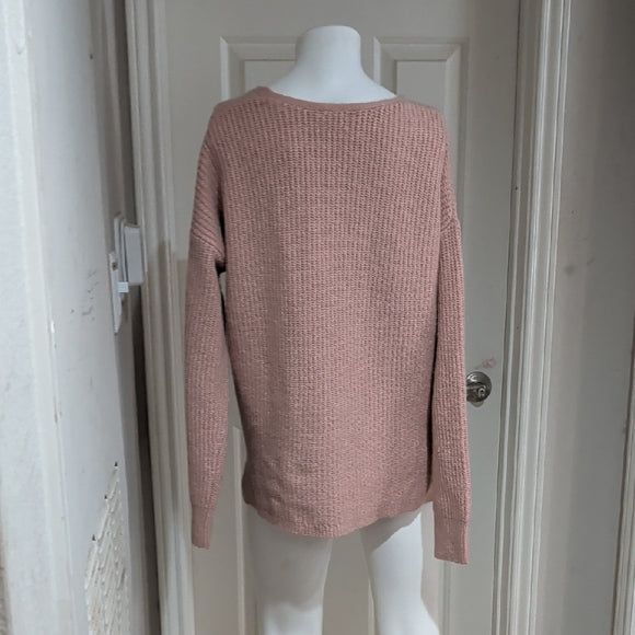 NWT Caslon Chic Pink Smoke V-Neck Sweater Women's Large