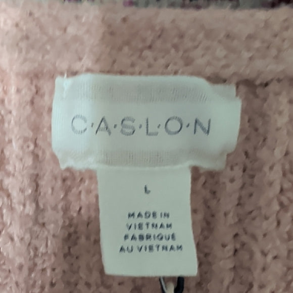 NWT Caslon Chic Pink Smoke V-Neck Sweater Women's Large