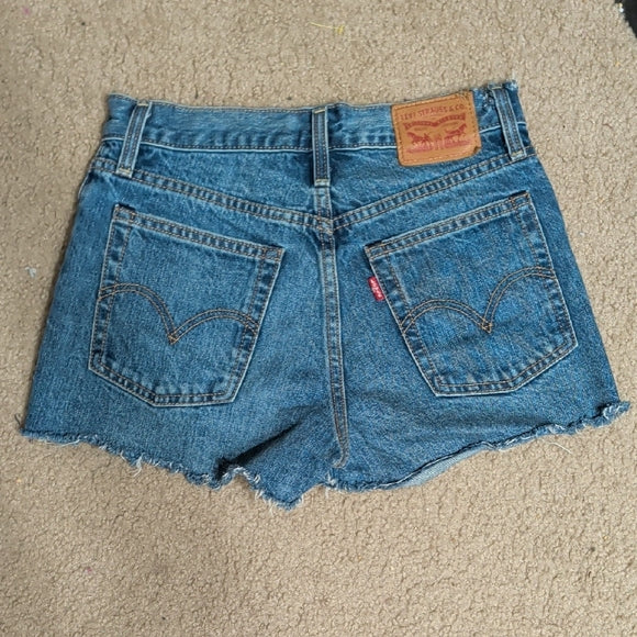 Levi's Blue Distressed Jean Shorts Women's 25