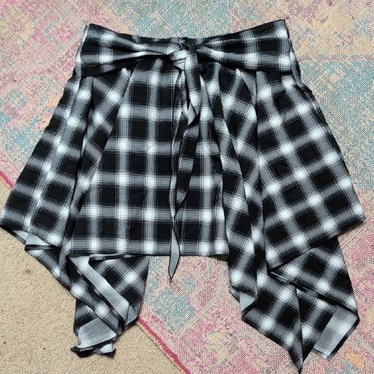 Shein Curve Chic Asymmetrical Plaid Skirt Tie Waist Women's 2XL