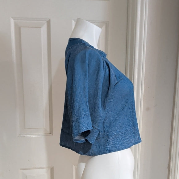 Zara Light Blue Textured Blouse Women's Small