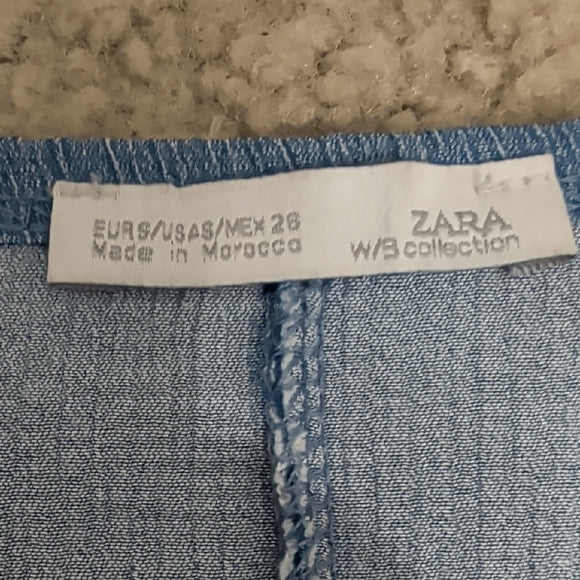 Zara Light Blue Textured Blouse Women's Small