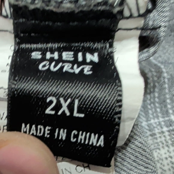 Shein Curve Chic Asymmetrical Plaid Skirt Tie Waist Women's 2XL