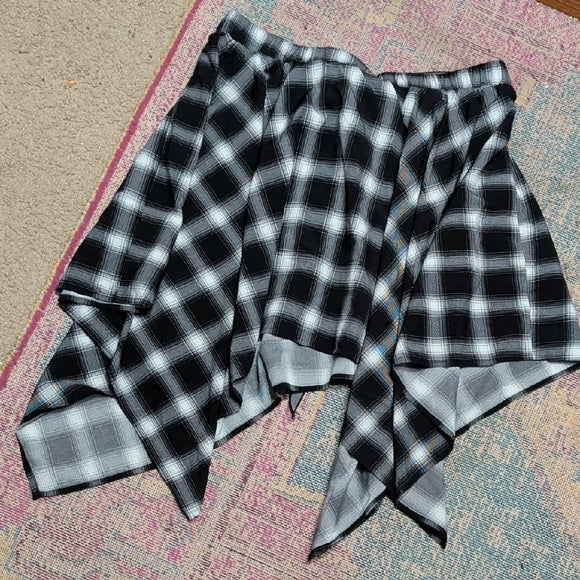 Shein Curve Chic Asymmetrical Plaid Skirt Tie Waist Women's 2XL