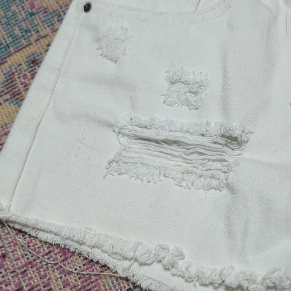 Forever 21 White Distressed Jean Shorts Women's 28