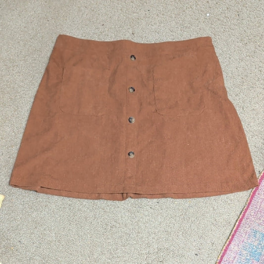 SHEIN Curves Orange Corduroy Button-Front Mini Skirt Women's 2XL