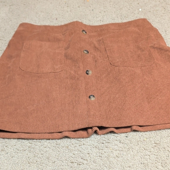 SHEIN Curves Orange Corduroy Button-Front Mini Skirt Women's 2XL