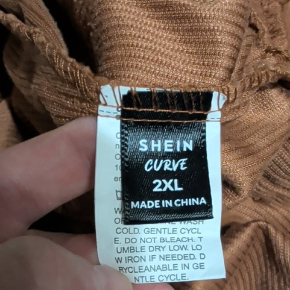 SHEIN Curves Orange Corduroy Button-Front Mini Skirt Women's 2XL