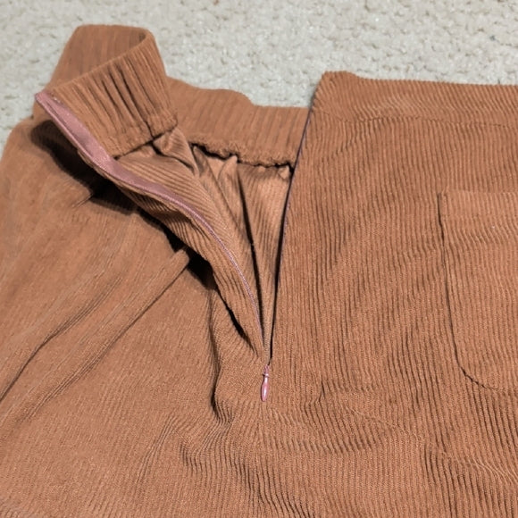 SHEIN Curves Orange Corduroy Button-Front Mini Skirt Women's 2XL