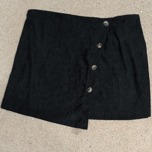 SHEIN Black Corduroy Mini Skirt with Button Detail Women's 1XL