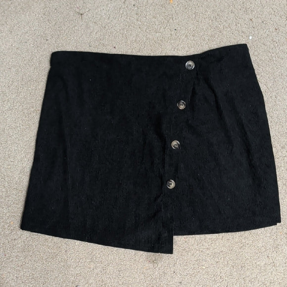 SHEIN Black Corduroy Mini Skirt with Button Detail Women's 1XL