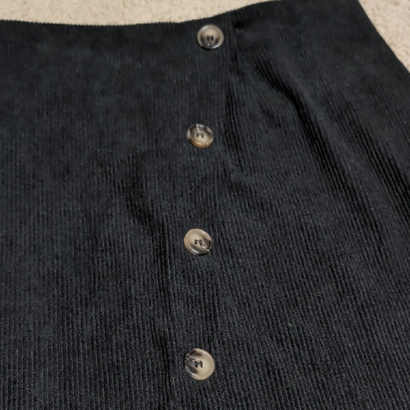 SHEIN Black Corduroy Mini Skirt with Button Detail Women's 1XL