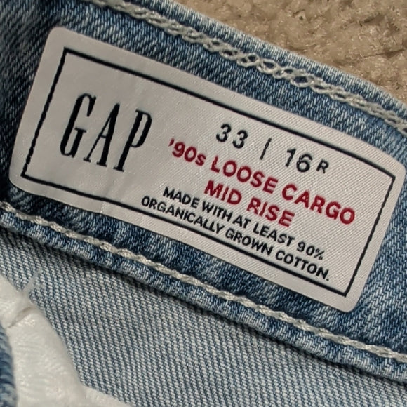 Women's Relaxed Fit Light Blue Cargo Jeans Size 33/16R