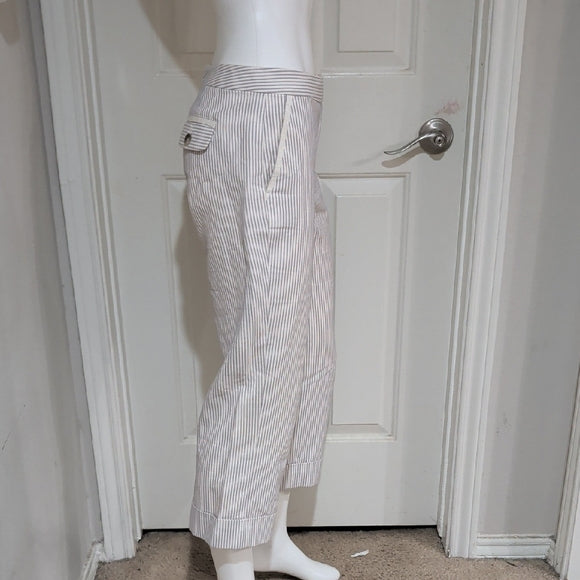 Ann Taylor Purple and Cream Striped Cropped Trousers Women's 4