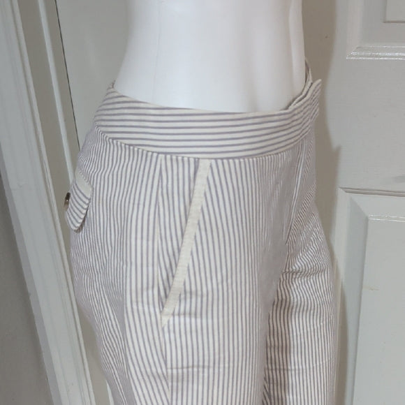 Ann Taylor Purple and Cream Striped Cropped Trousers Women's 4
