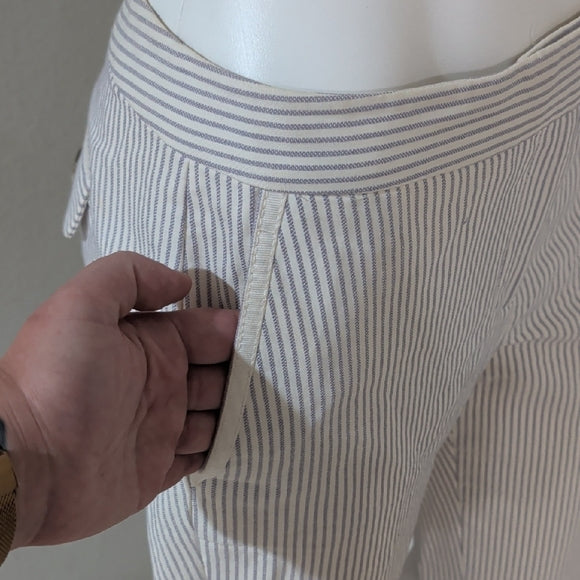 Ann Taylor Purple and Cream Striped Cropped Trousers Women's 4