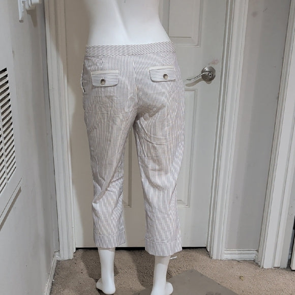 Ann Taylor Purple and Cream Striped Cropped Trousers Women's 4
