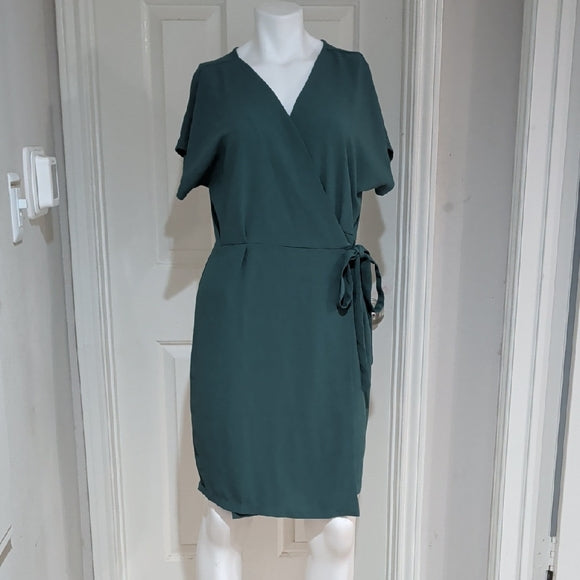 Vintage Loramendi Elegant Teal Wrap Midi Dress Women's Large