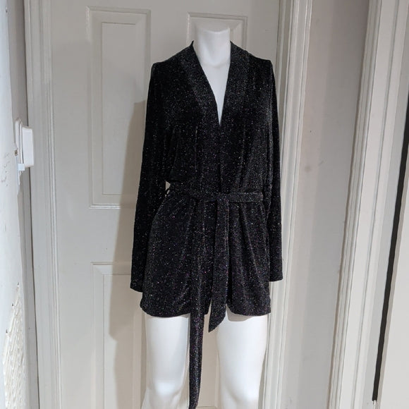 Divided Black Shimmering Long Sleeve Mini Dress Women's Medium