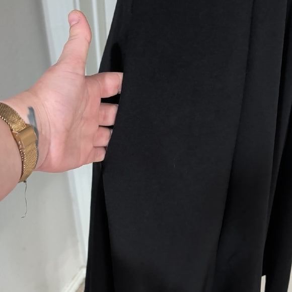 Vintage Donna Morgan Black V-Neck Midi Fit-and-Flare Dress Women's 6