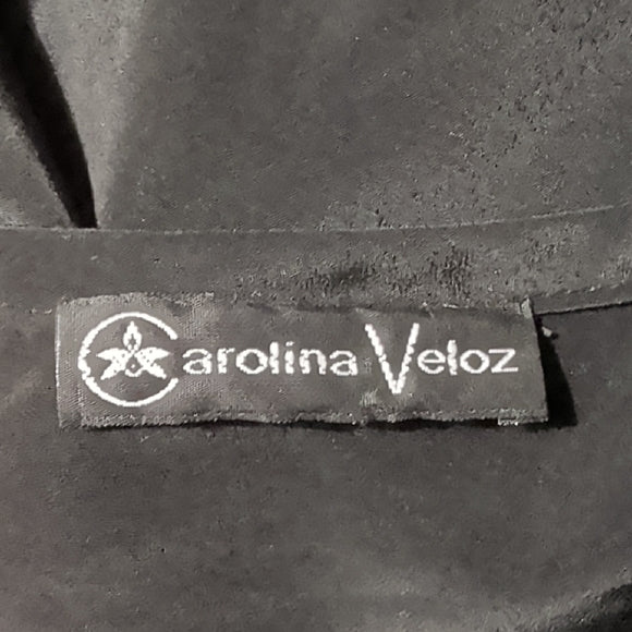 Vintage Carolina Veloz Black Long-Sleeve Blouse with Ruffle Cuffs Women's Medium