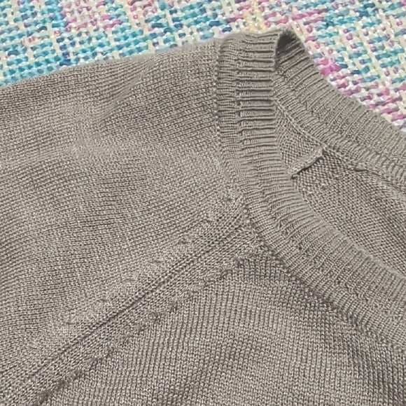 Zara Women's Khaki Brown Ribbed Knit Long Sleeve Crewneck Solid Crop Top Size S