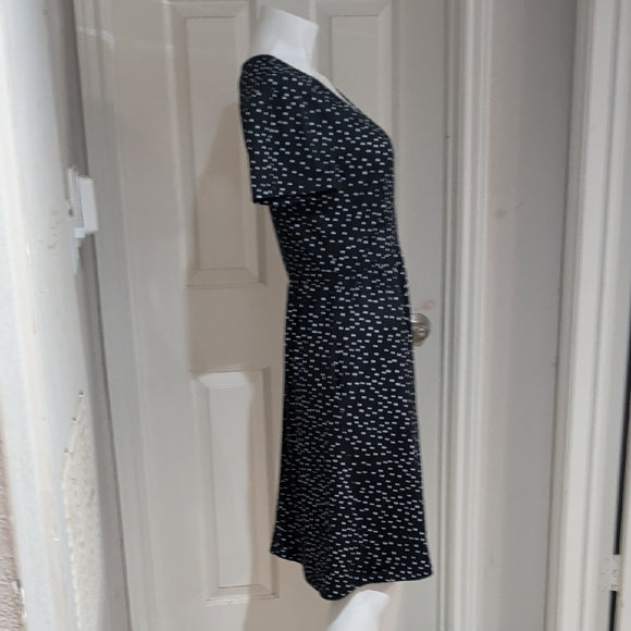 Dark Blue Polka Dot V-Neck Mini Dress Women's Medium