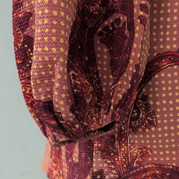 Urban Outfitters Rust Paisley Square-Neck Mini Dress Women's XS