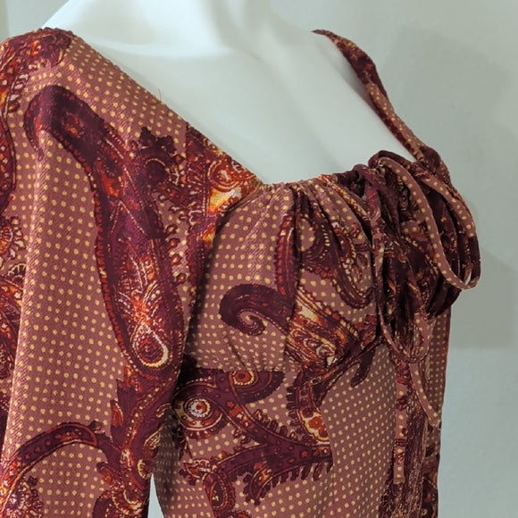 Urban Outfitters Rust Paisley Square-Neck Mini Dress Women's XS