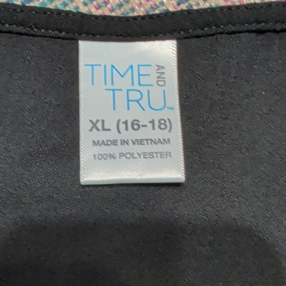 NWOT Time and Tru Black Tie Ruffle Sleeve Blouse Women's XL