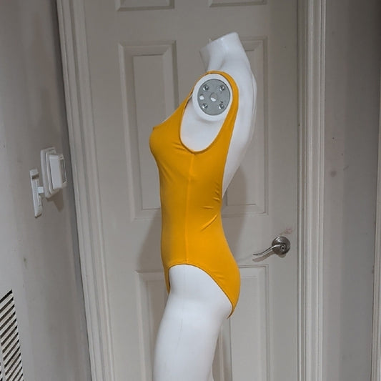 NWOT Nu Swim Mustard Square Neck Low Back One-Piece Swimsuit Women's Large