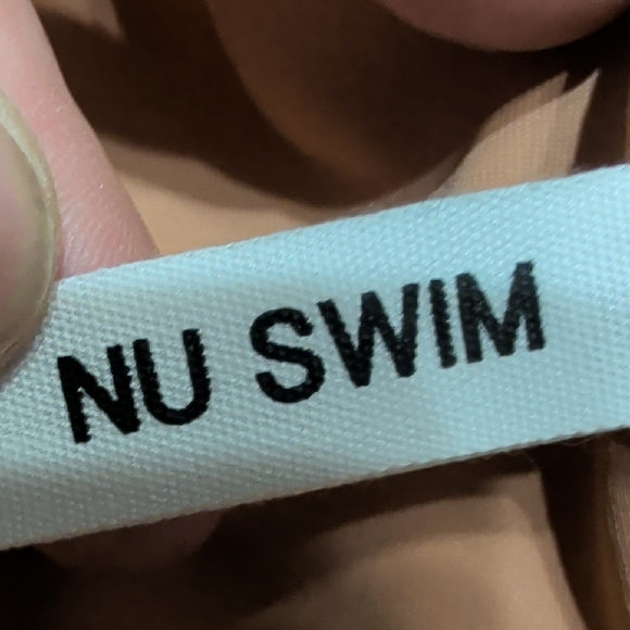 NWOT Nu Swim Mustard Square Neck Low Back One-Piece Swimsuit Women's Large