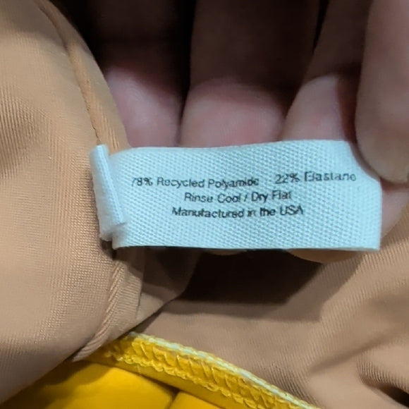 NWOT Nu Swim Mustard Square Neck Low Back One-Piece Swimsuit Women's Large