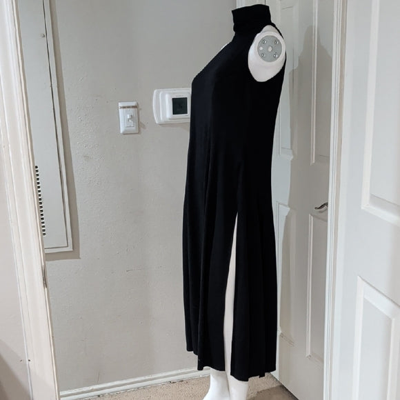 Vintage Lew Magram Black Halter Midi Dress - Elegant Sleeveless Design Women's M