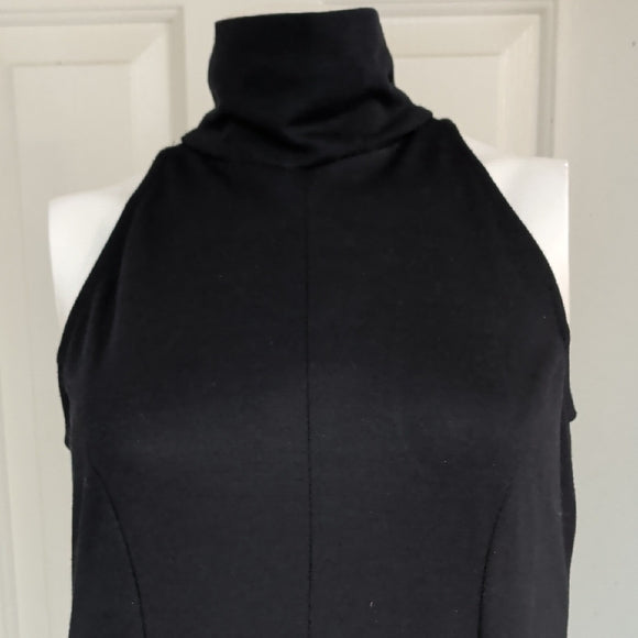 Vintage Lew Magram Black Halter Midi Dress - Elegant Sleeveless Design Women's M